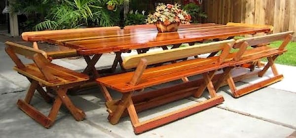 Long Table Outdoor Redwood Dining Tables for Gatherings of Any Size